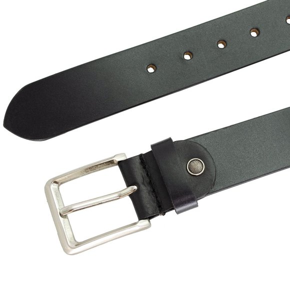 Men Genuine Leather Jeans Belt with Silver Buckle - Picture 2 of 3